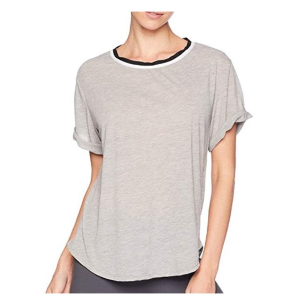 New Free People Movement Women's Gray Open Back Zephyr Tee Size S "Fallcore"